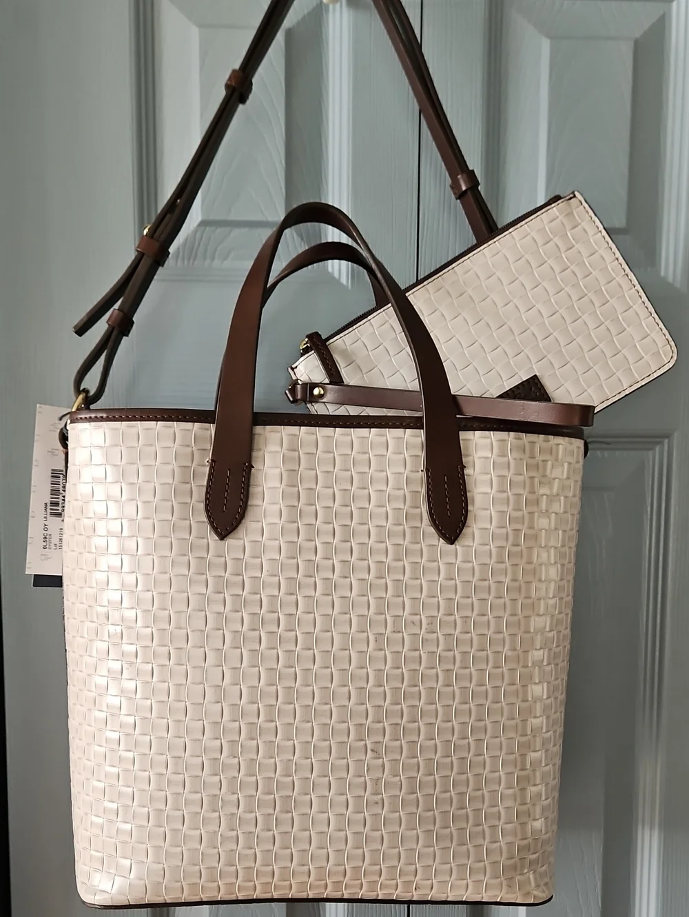 🪸 SUMMER SALE Dooney & Bourke Oyster White Woven Liliana Satchel/Matching Purse